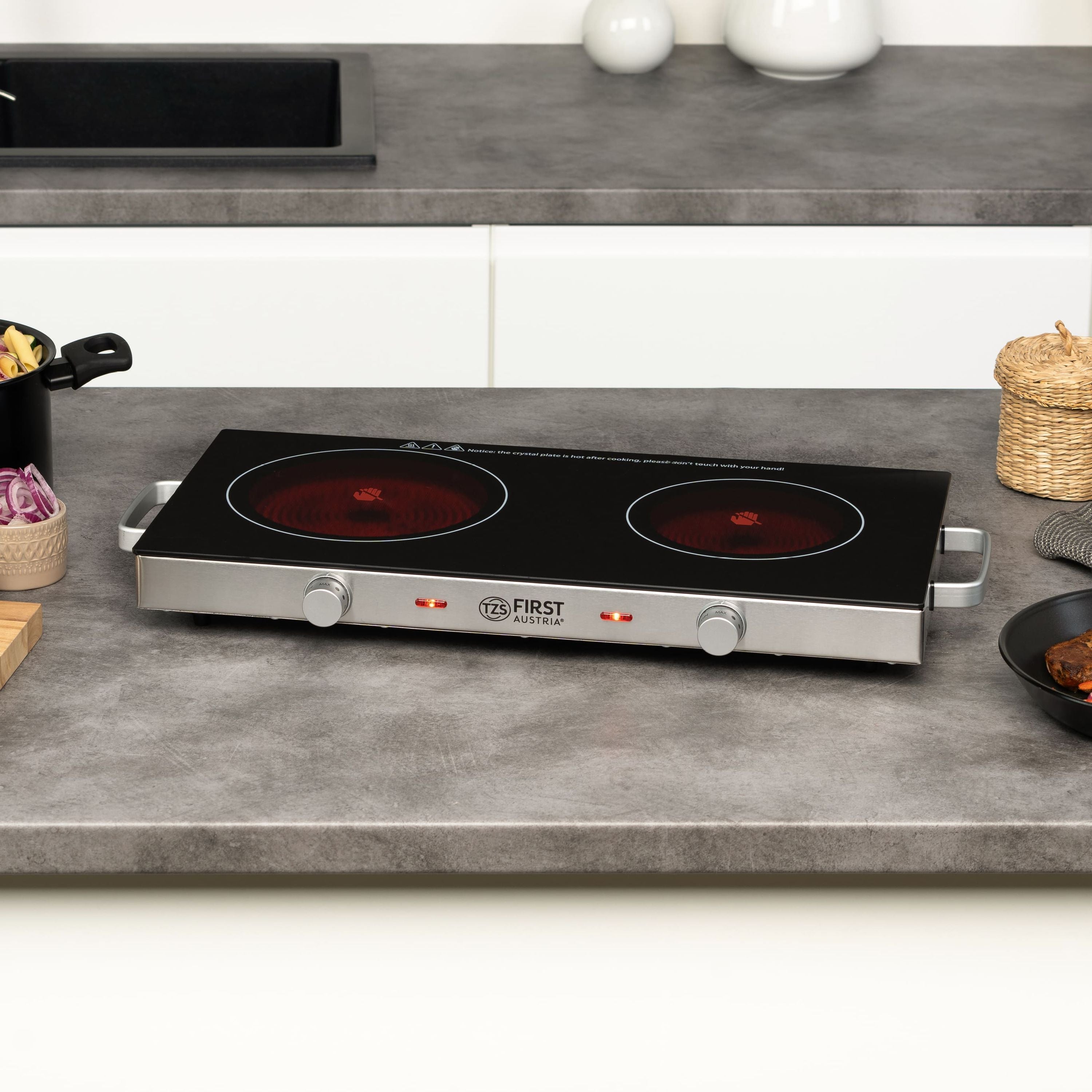 Double Infrared Hotplate 2800 W, Glass Ceramic, 20/16.5 cm