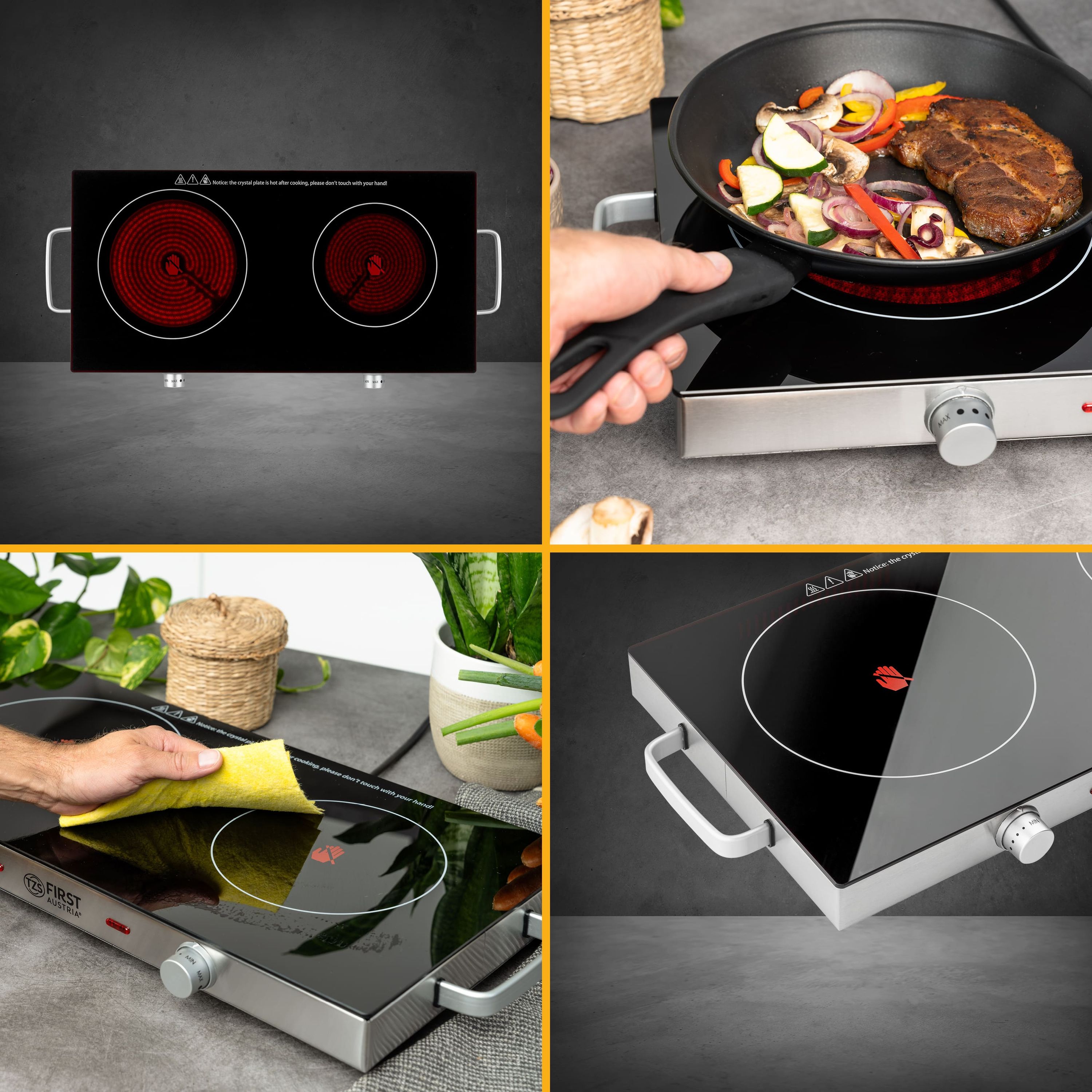 Double Infrared Hotplate 2800 W, Glass Ceramic, 20/16.5 cm