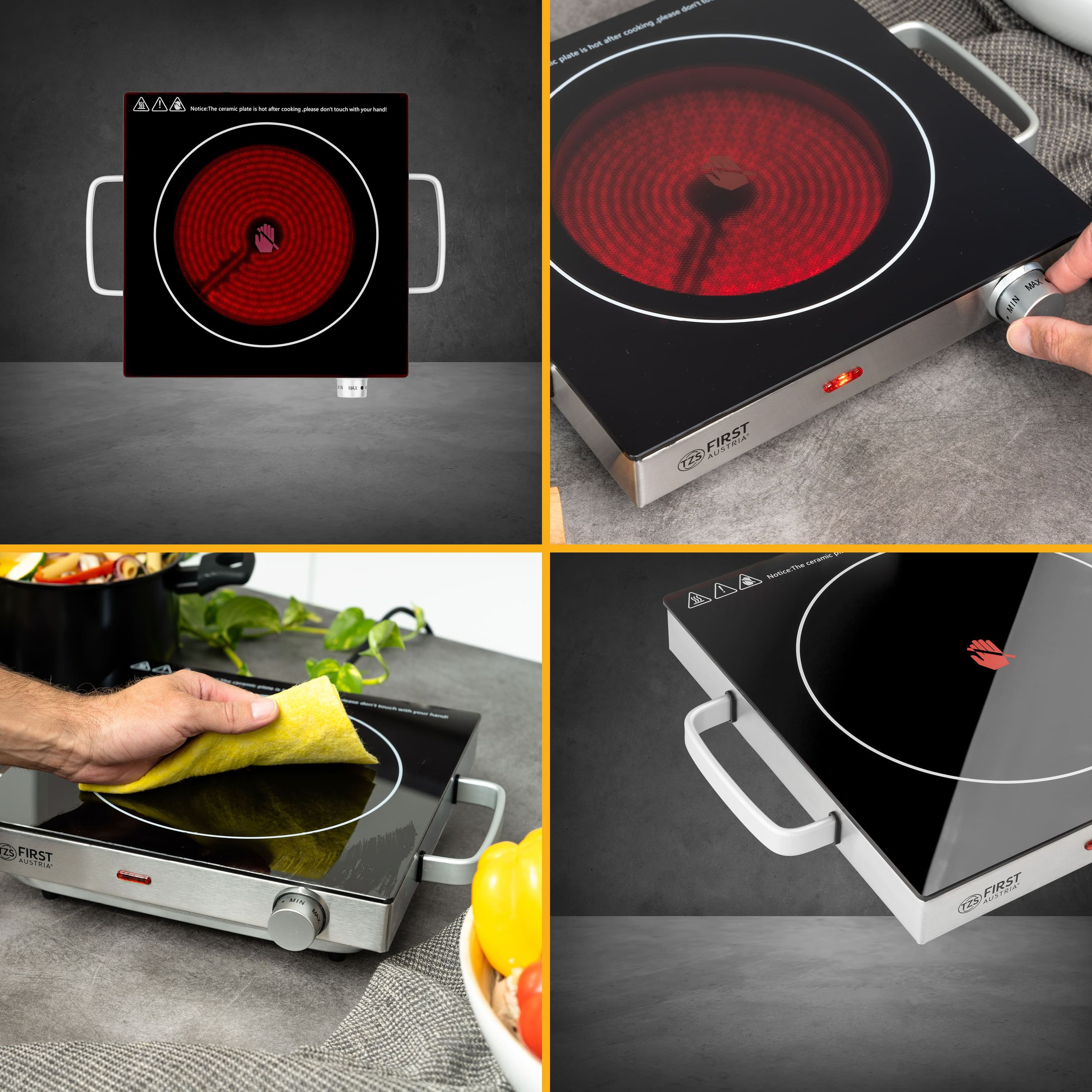 Infrared Single Hotplate 2000 W, Glass Ceramic, Silver/Black