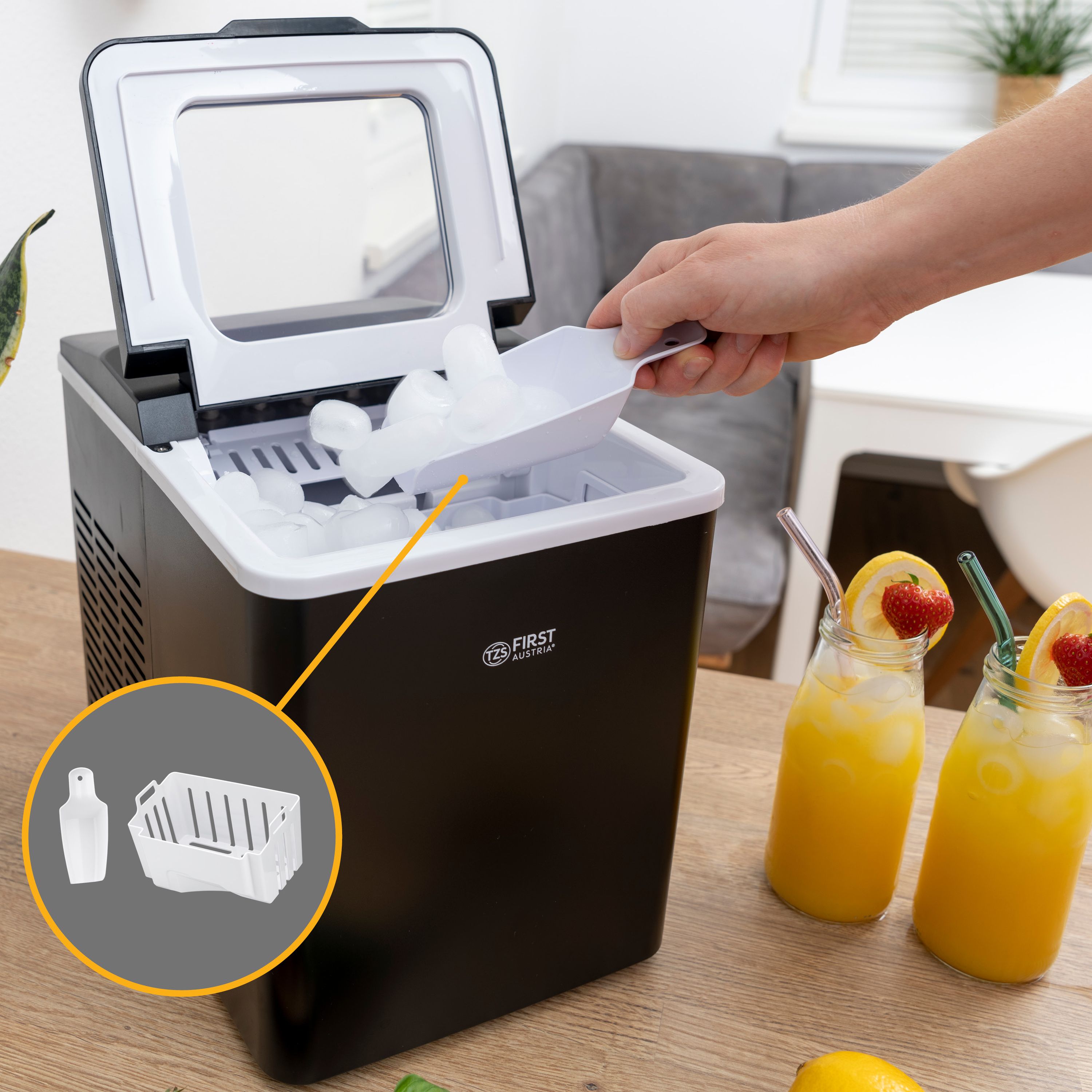 Ice Cube Machine 1.8 L – 12 kg/Day, 2 Sizes, Fast & Quiet, LED Display, Black