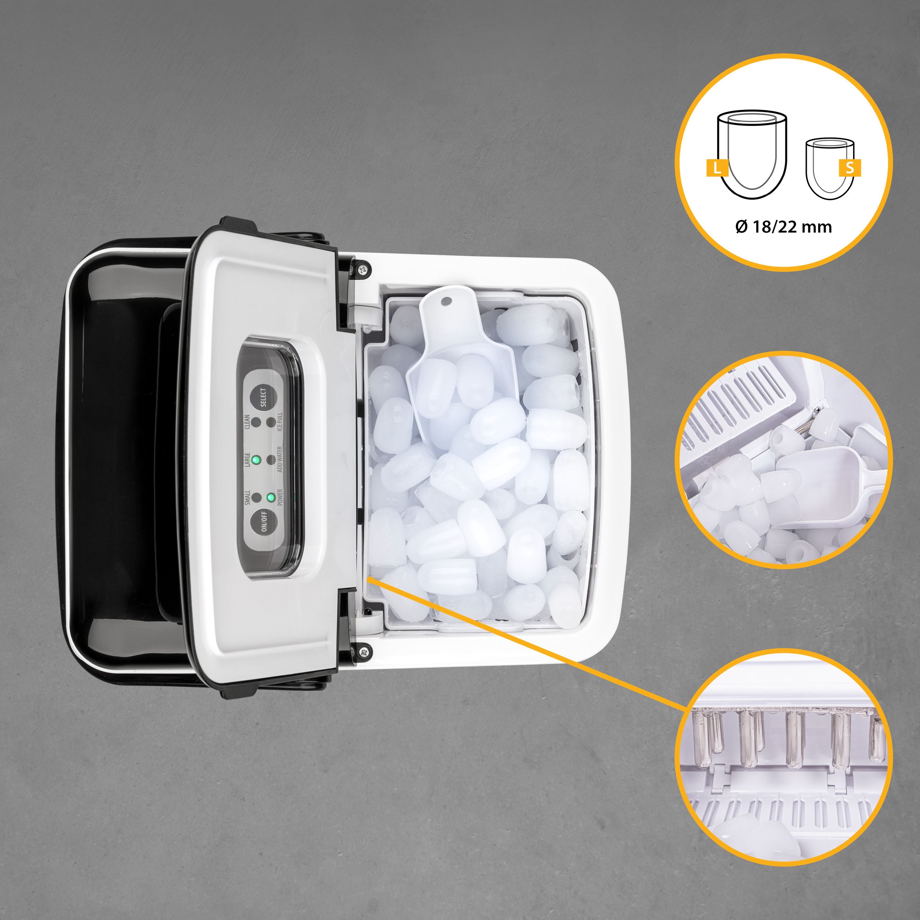 Ice Cube Maker 1.8 L, Stainless Steel, 12 kg/24h