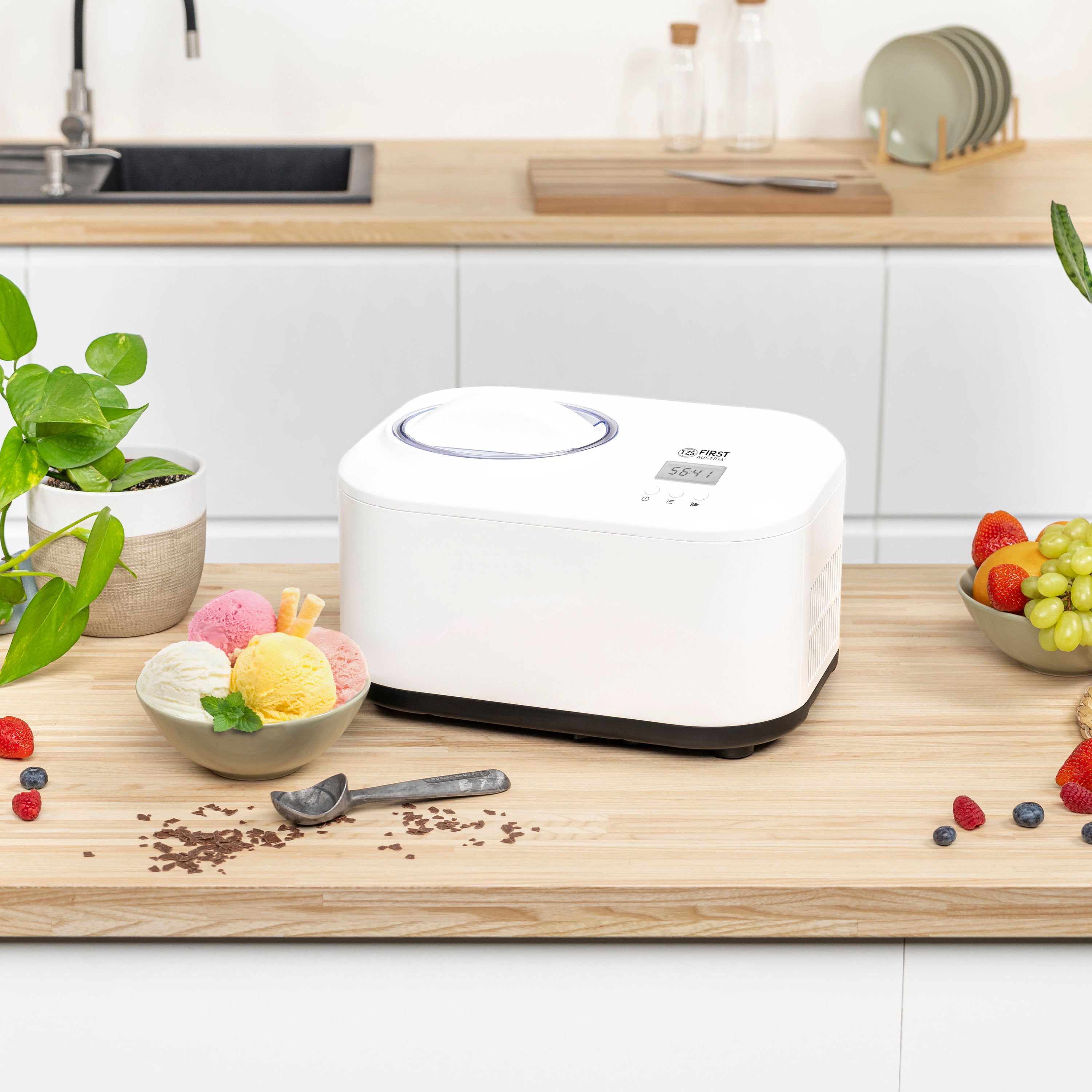 Eismaschine 1,2L, Edelstahl, mit Kühlkompressor