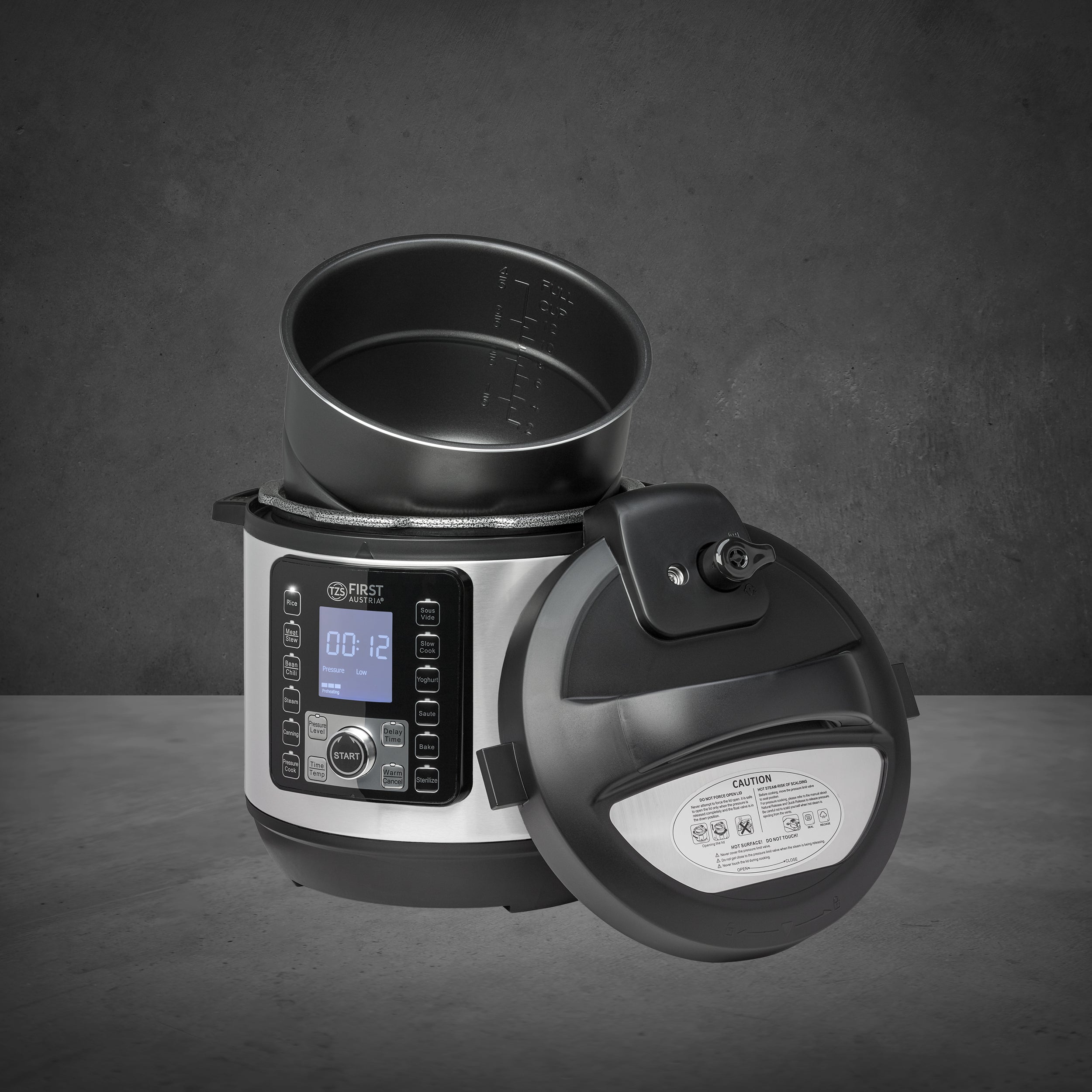 Electric Pressure Cooker 6 L, Multi Cooker, 9 Programs, Grey
