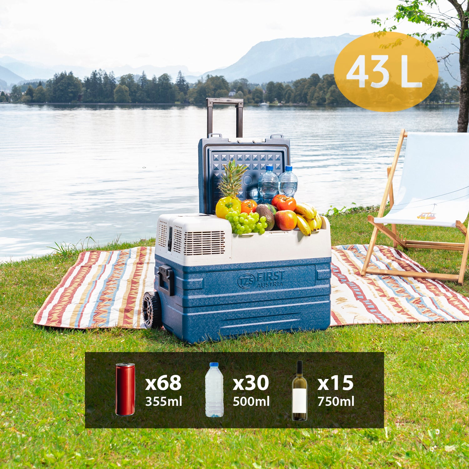 Kompressor-Kühlbox 43L, mit App-Steuerung, Trolley-Funktion