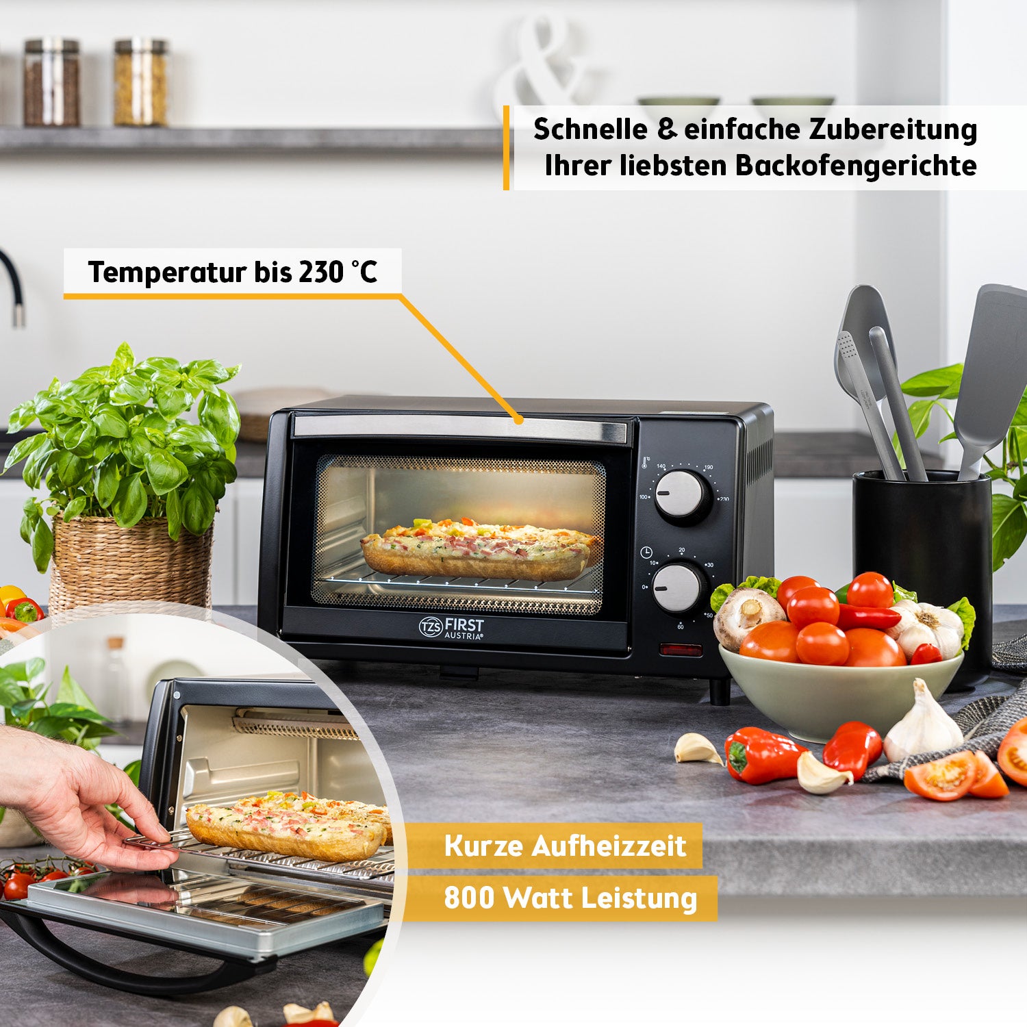 Mini-Backofen 10L, energieeffizient, kompakt