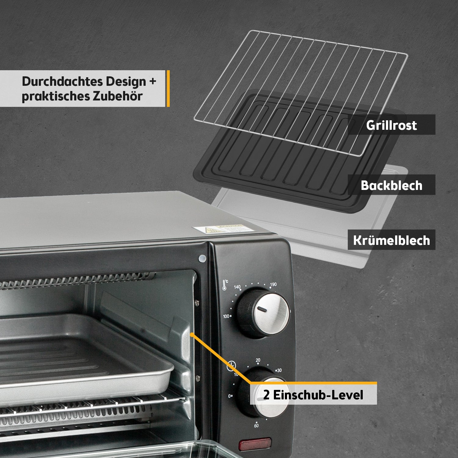 Mini-Backofen 10L, energieeffizient, kompakt