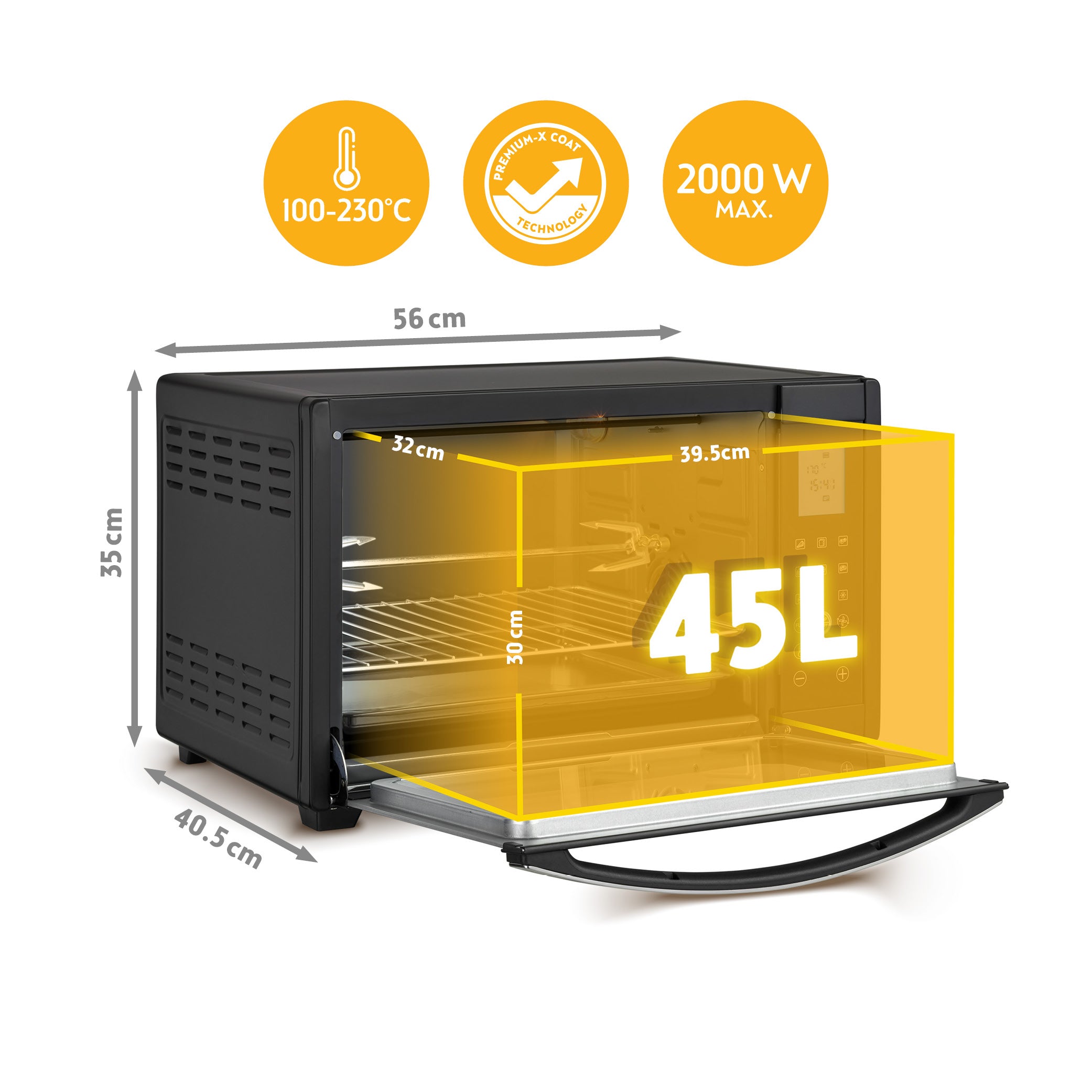 Digital Mini Oven 45 L, with Convection, Rotisserie Spit