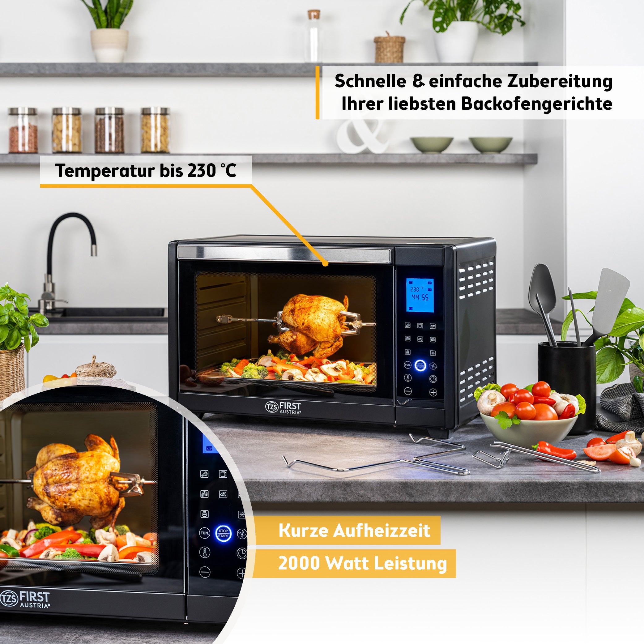 Digital Mini Oven 45 L, with Convection, Rotisserie Spit