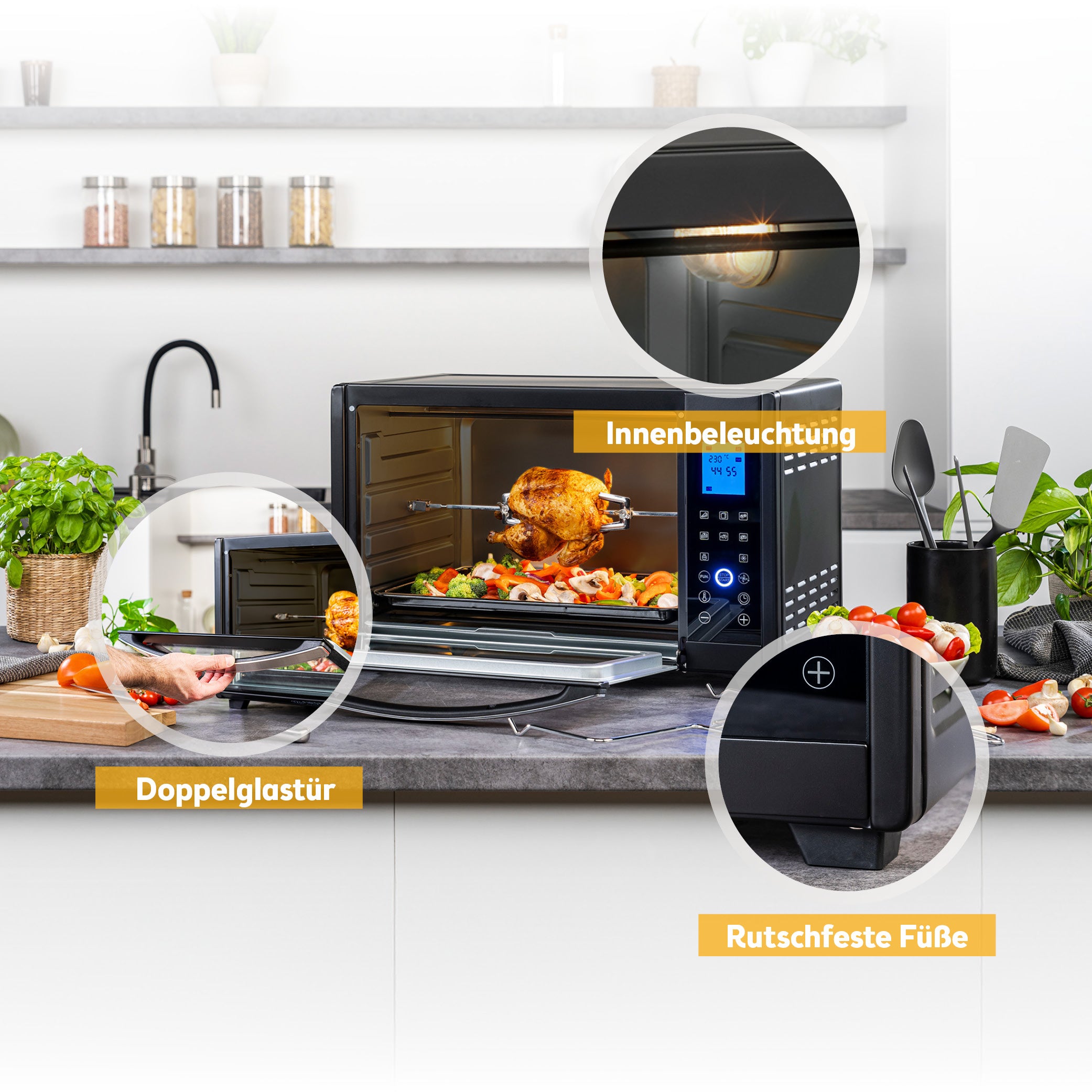 Digital Mini Oven 45 L, with Convection, Rotisserie Spit