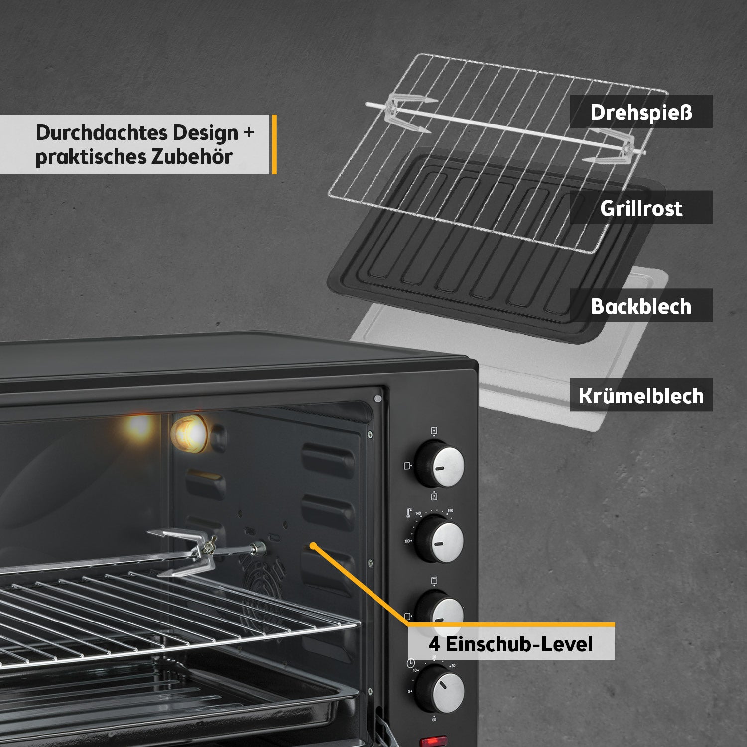 Mini Oven 60 L, with Convection, Rotisserie Spit
