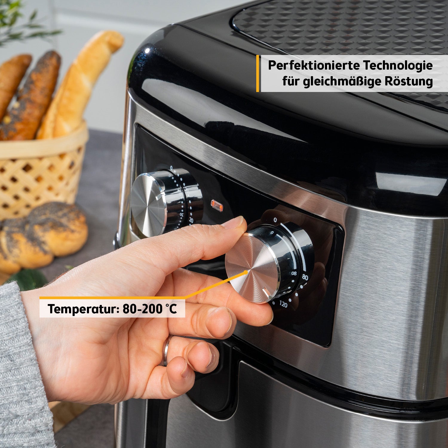 Heißluftfritteuse 8 L, mechanische Steuerung, 1700 W