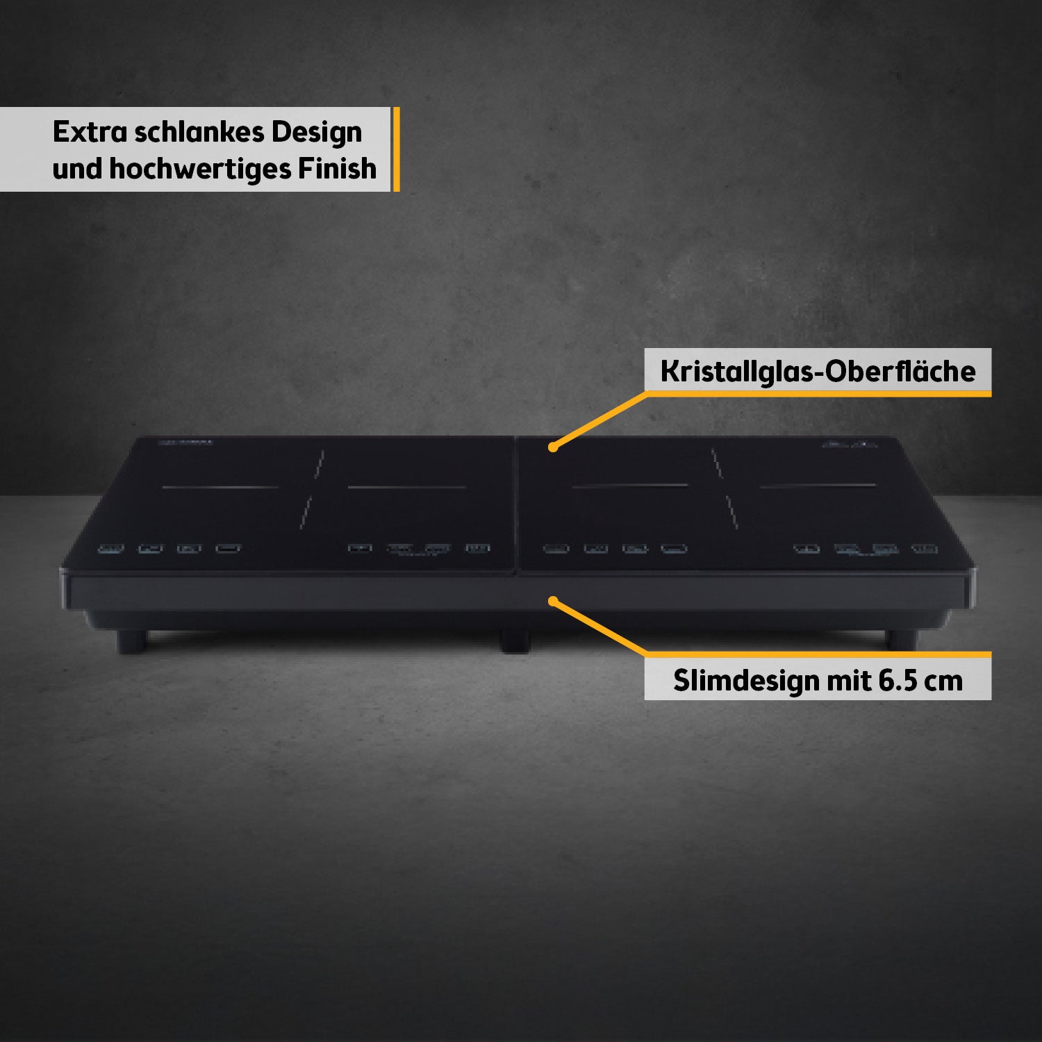 Doppel-Induktionskochplatte 3500 W, Touch-Bedienung, mit Timer