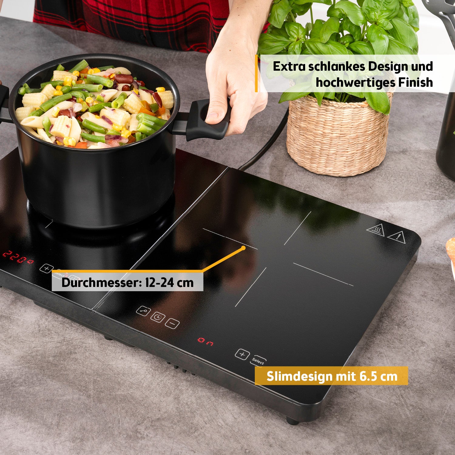 Double Induction Hotplate 3500 W, Touch Control, with Timer