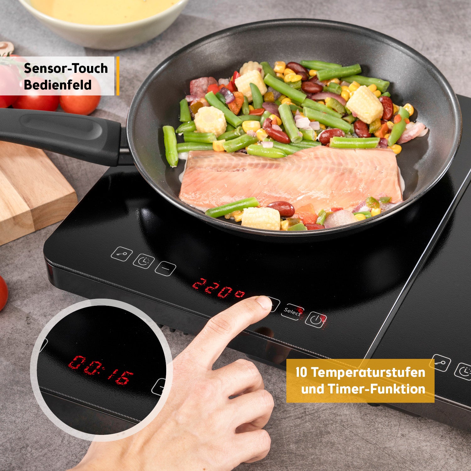 Double Induction Hotplate 3500 W, Touch Control, with Timer