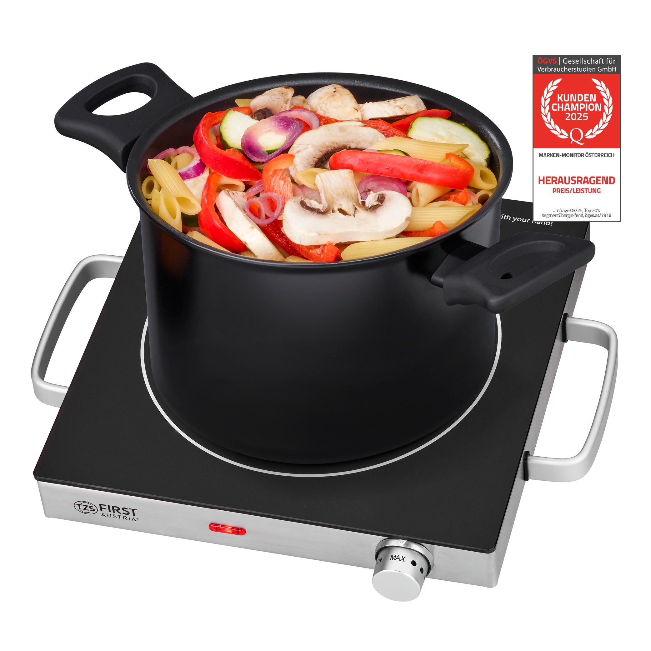 Infrared Single Hotplate 2000 W, Glass Ceramic, Silver/Black