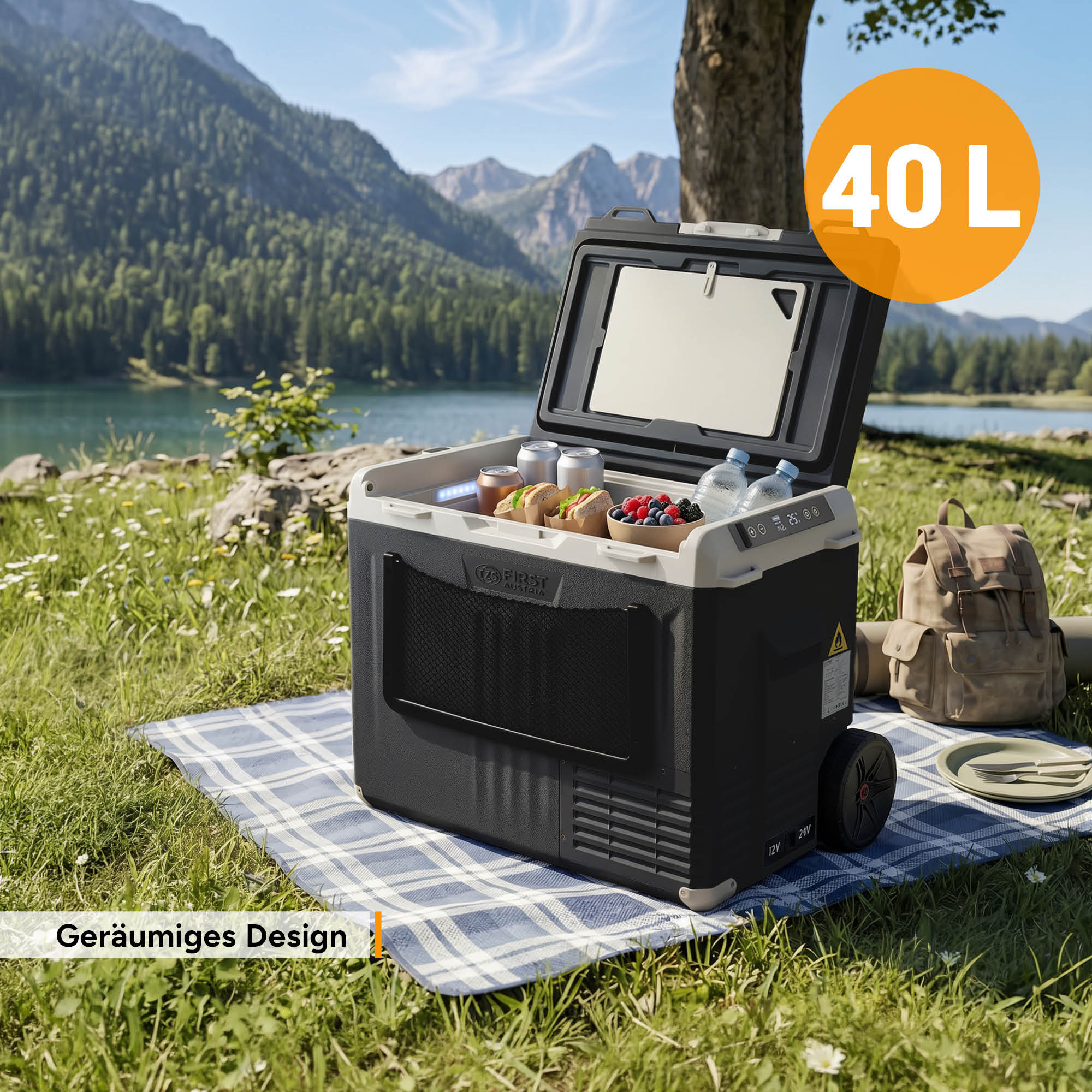 Kompressor-Kühlbox 40L, mit App-Steuerung, Trolleyfunktion