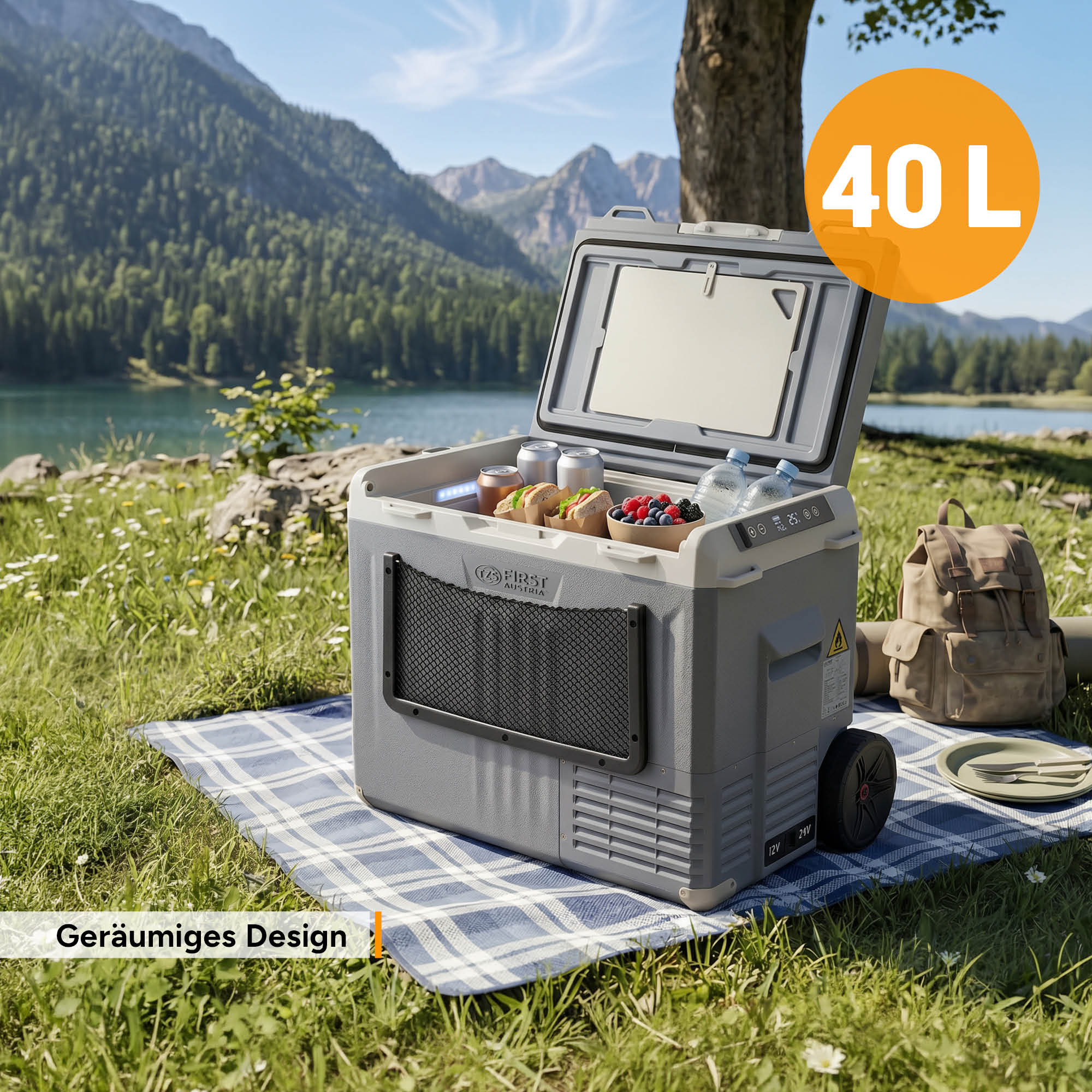 Kompressor-Kühlbox 40L, mit App-Steuerung, Trolleyfunktion