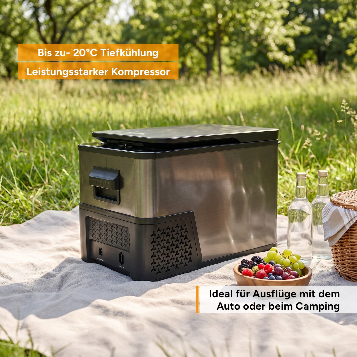 Kompressor-Kühlbox 27L, bis -20 °C, Dark Steel Anti-Fingerprint