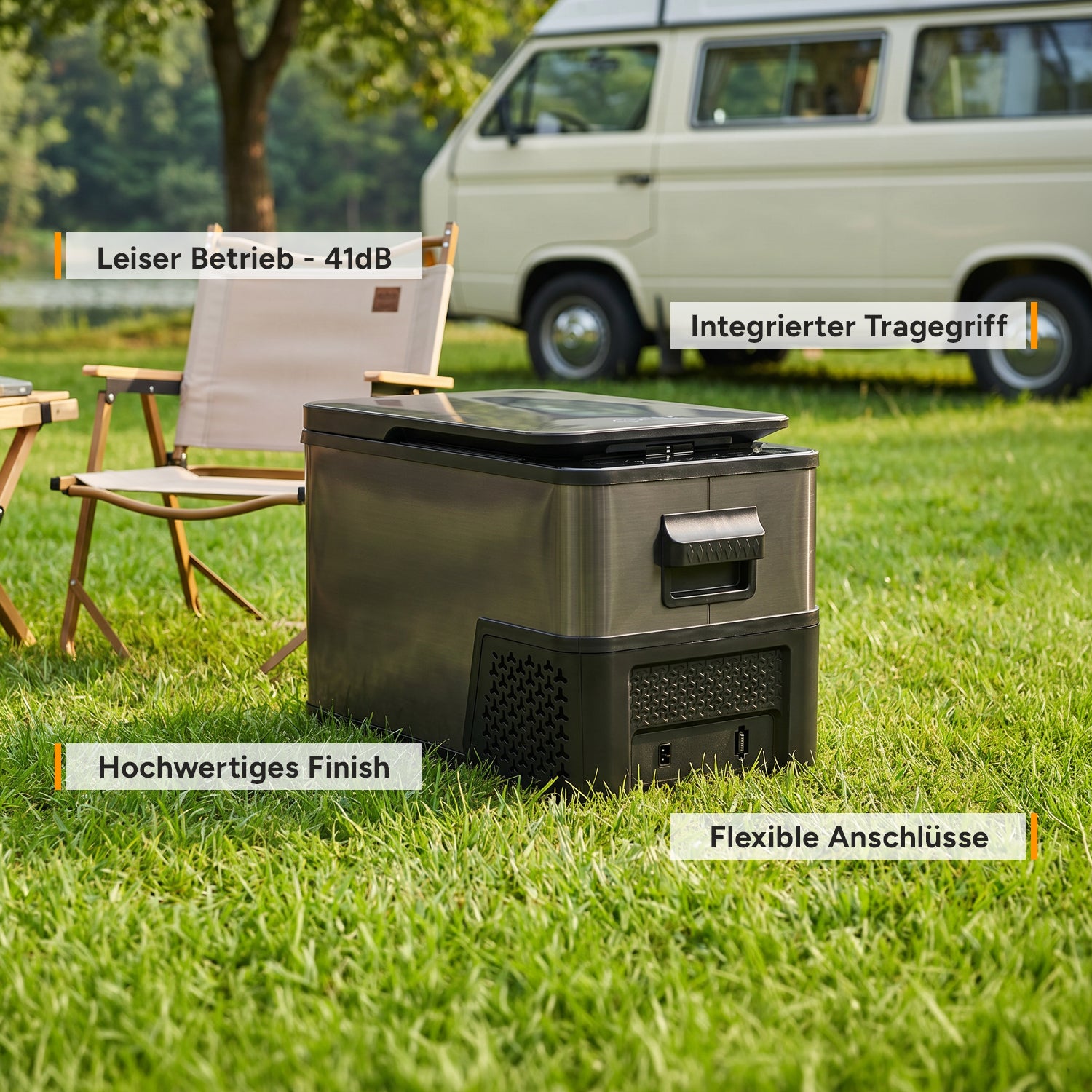 Kompressor-Kühlbox 27L, bis -20 °C, Dark Steel Anti-Fingerprint