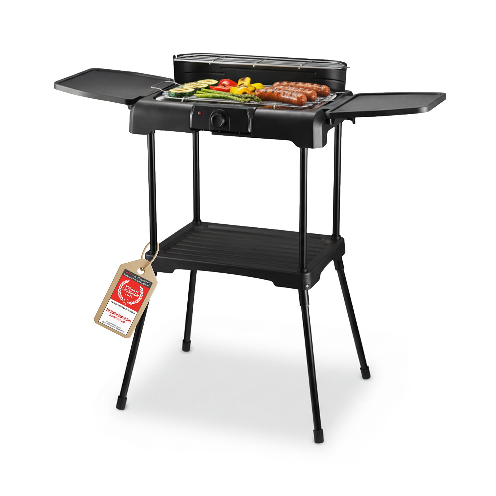Standgrill, 2200W, mit Windschutz & Ablage