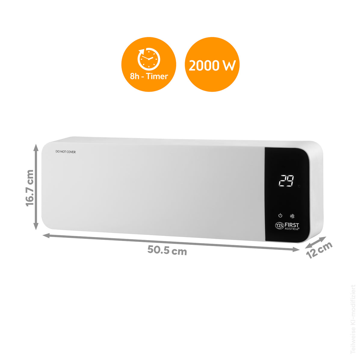 Keramik-Wandheizlüfter 2000W, mit PTC-Heizelement, inkl. Fernbedienung