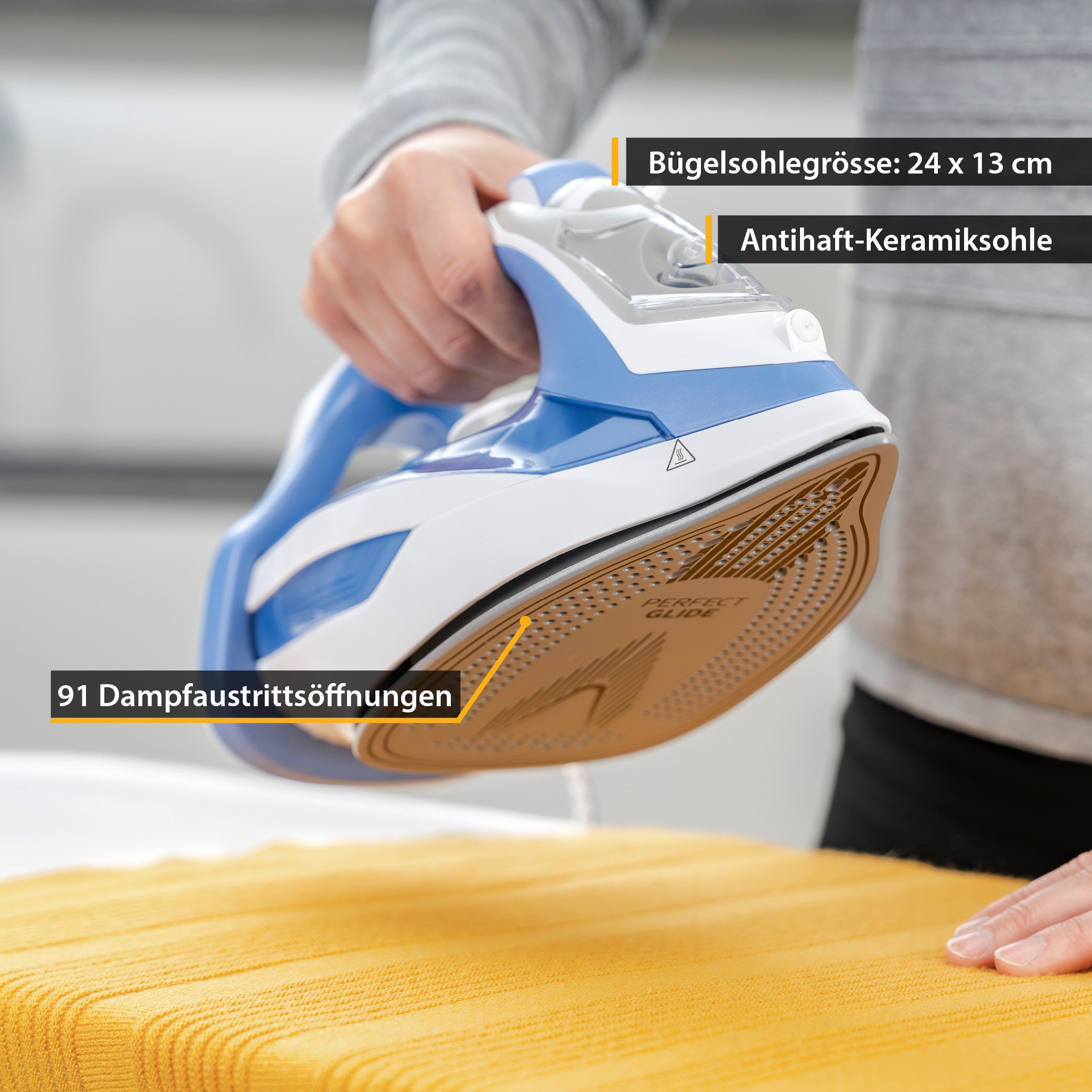Steam Iron 450 ml, 2600 W, Ceramic Soleplate