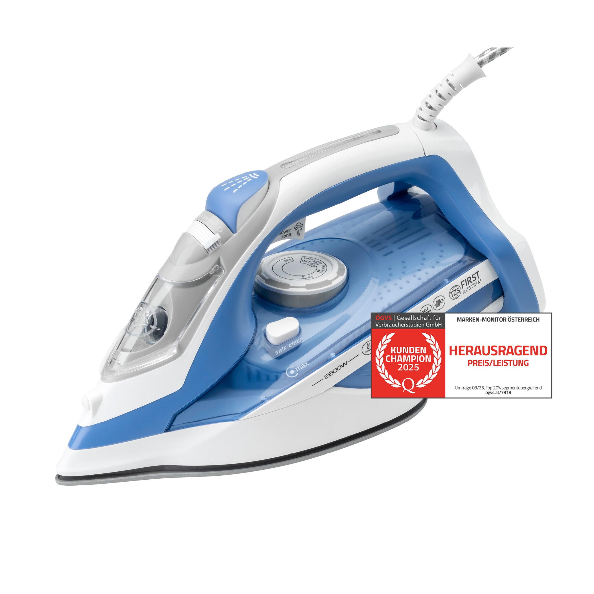 Steam Iron 450 ml, 2600 W, Ceramic Soleplate