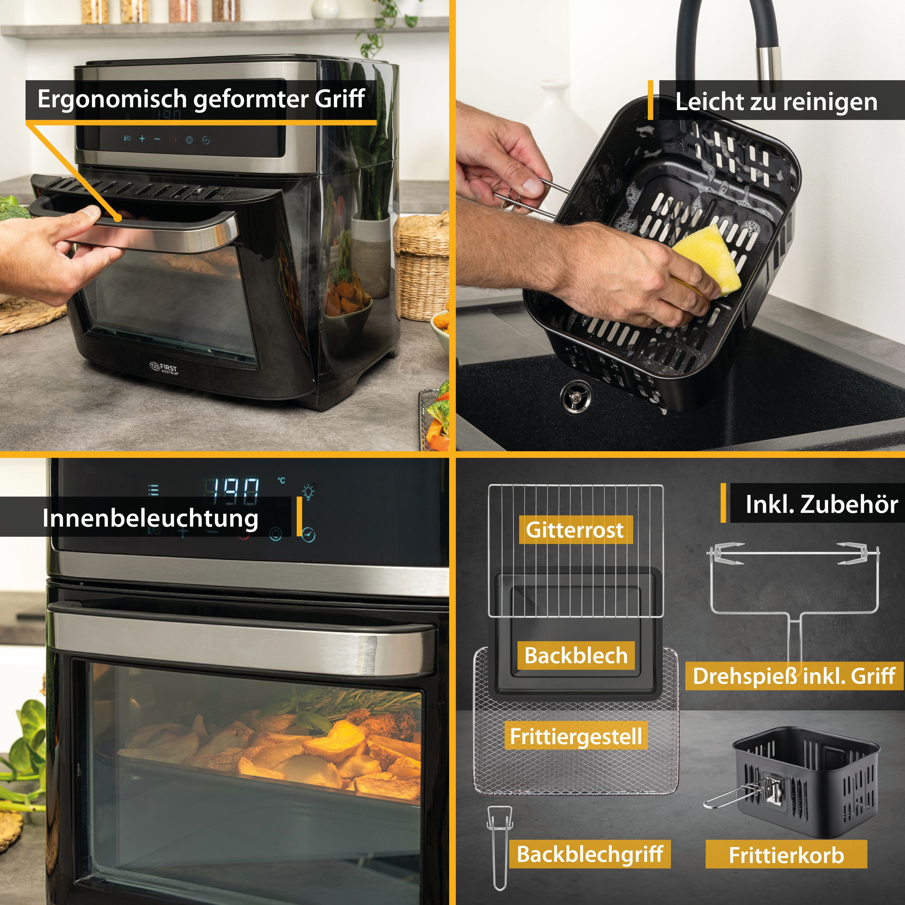 Air Fryer Oven 13 L, 8 Programs, with Rotisserie Spit