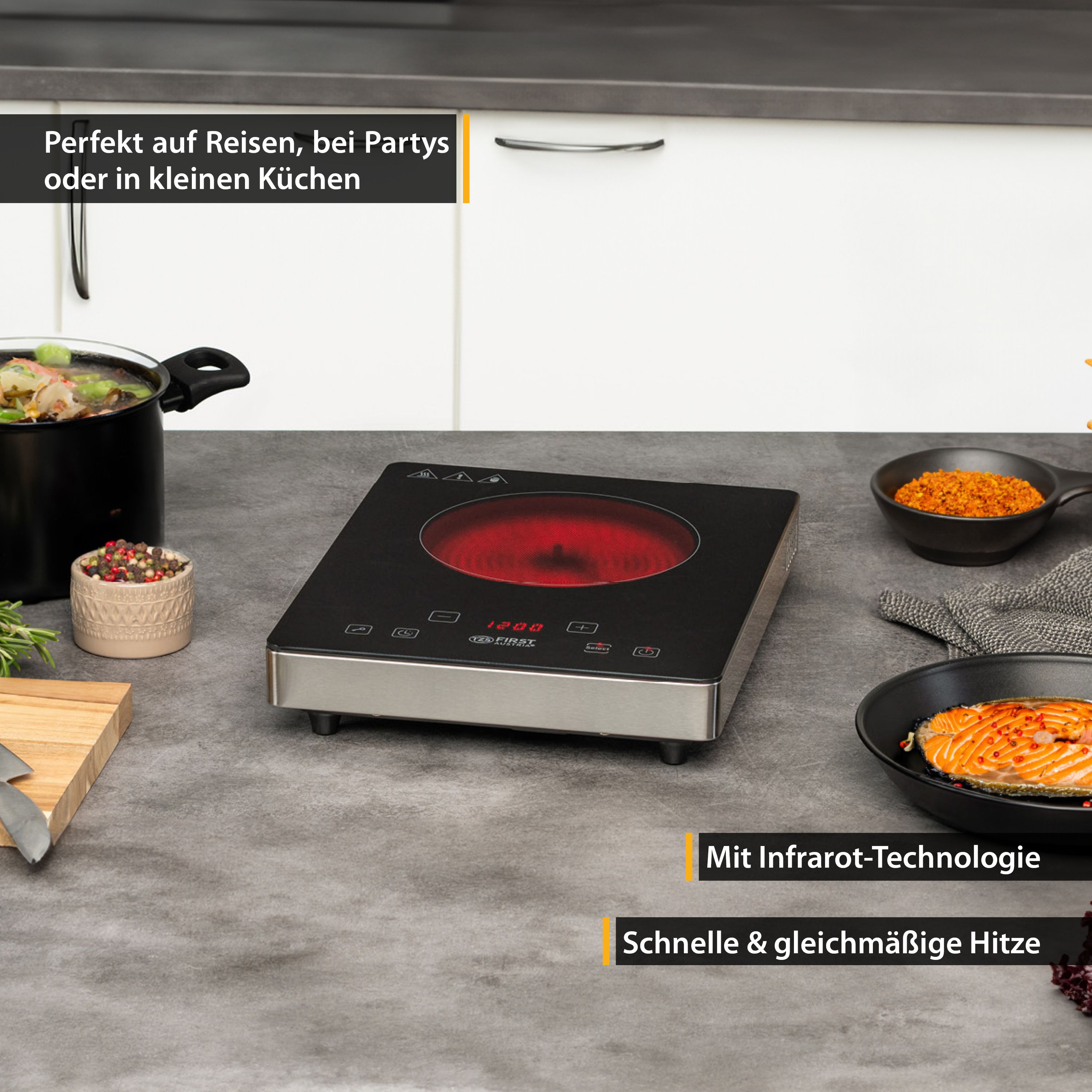 Infrared Single Hotplate 2000 W, Touch Display, Timer