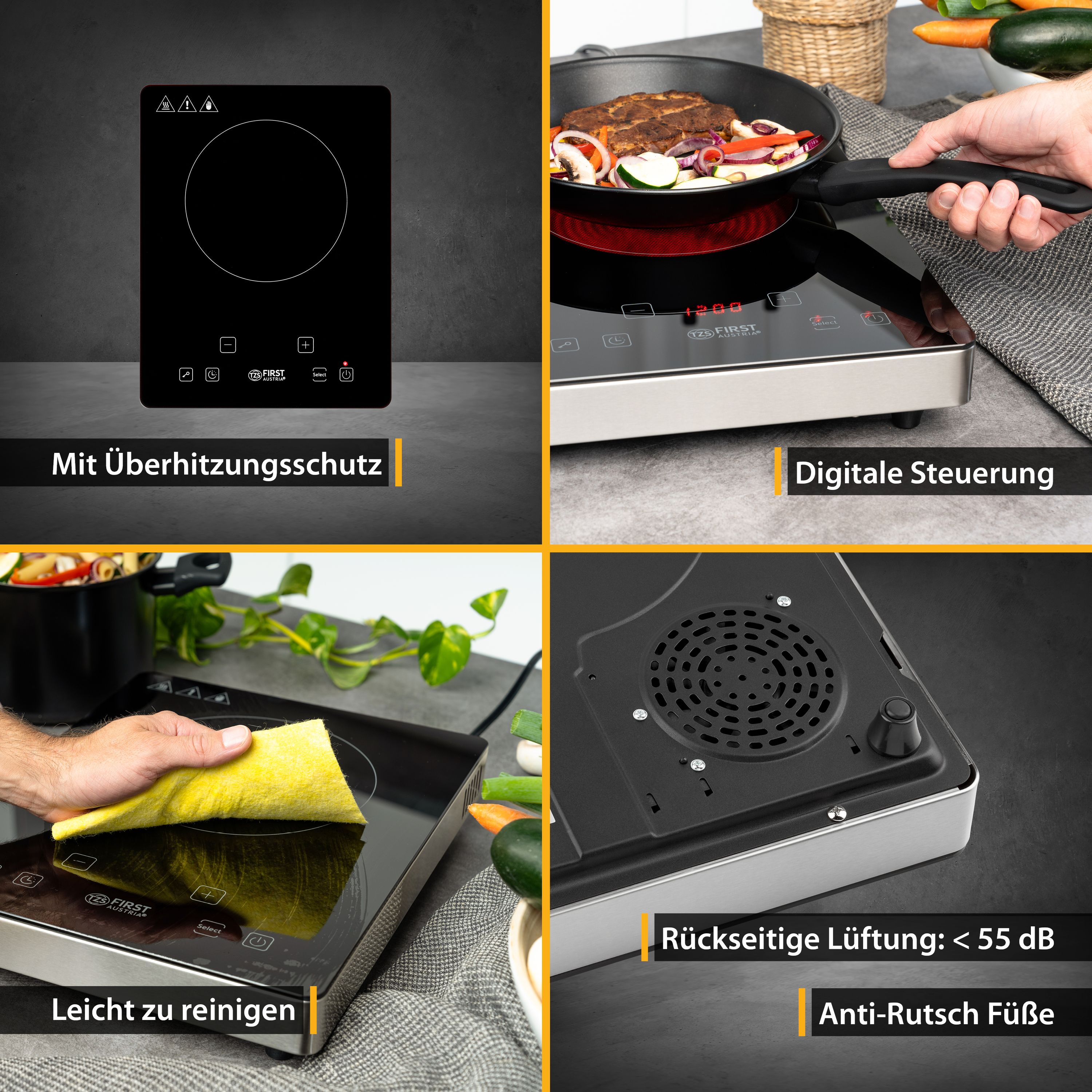 Infrared Single Hotplate 2000 W, Touch Display, Timer