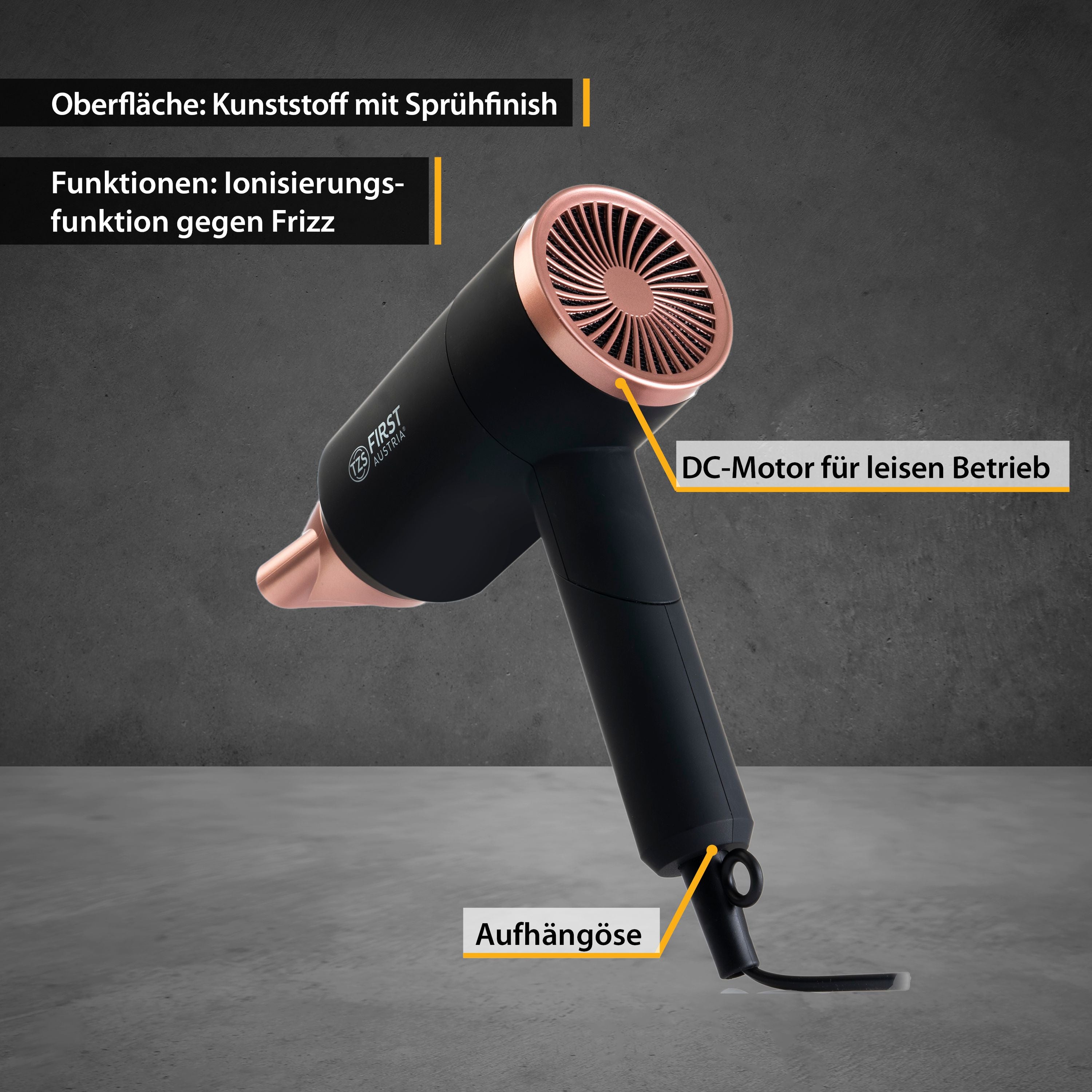 Travel Hair Dryer 450 g, Foldable Handle, Ionic Technology