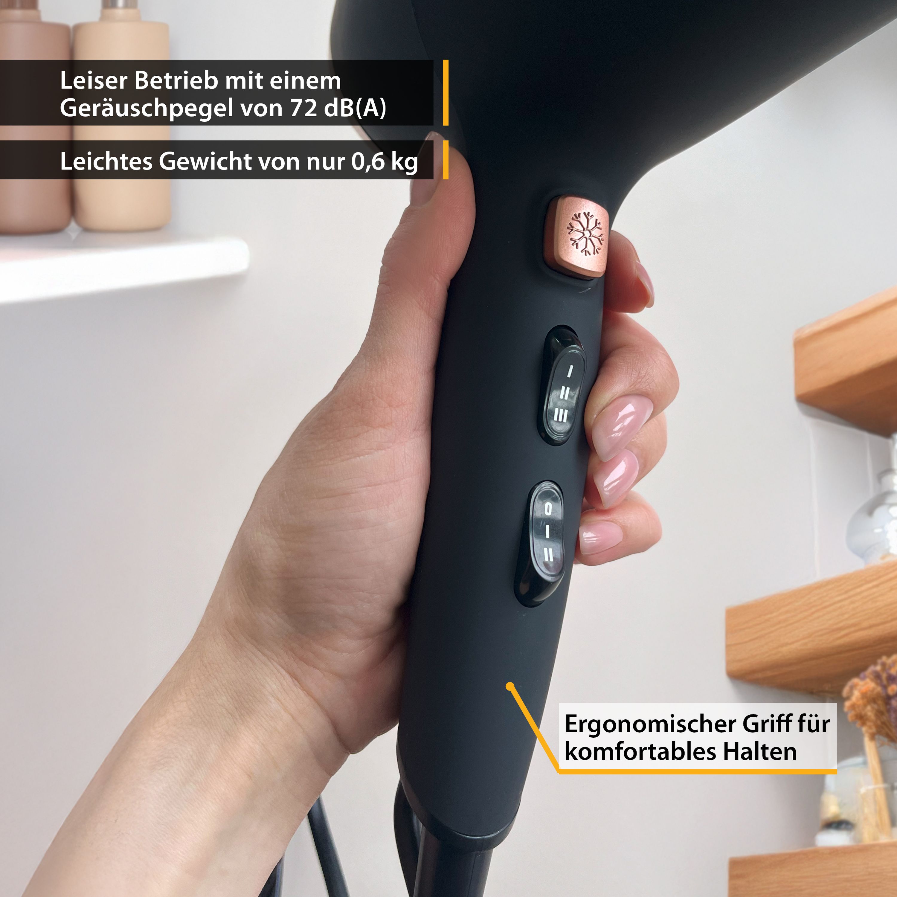 Haartrockner bis 2200 W, Ionen-Technologie, mit Diffusor