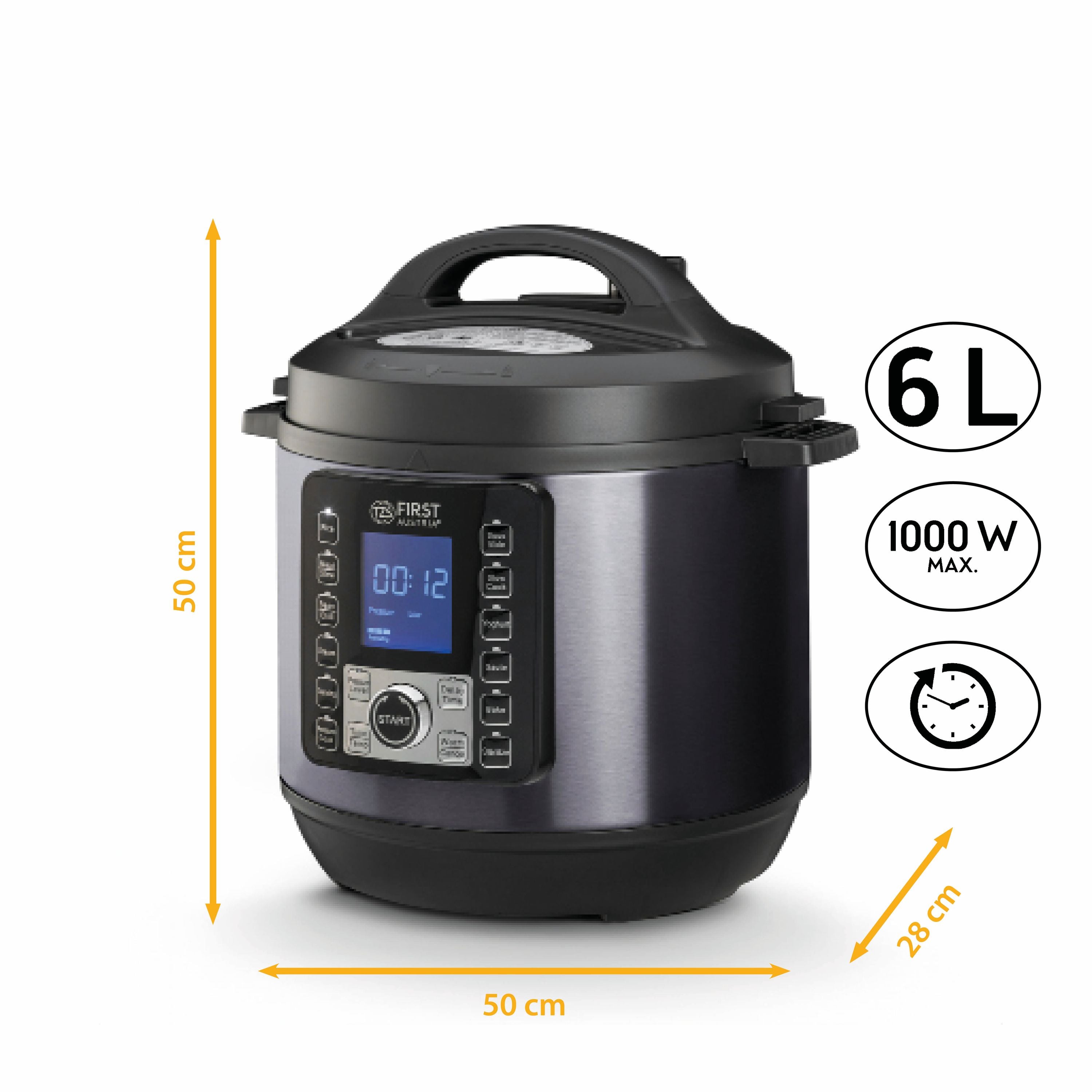 Electric Pressure Cooker 6 L, Multi Cooker, 9 Programs, Grey