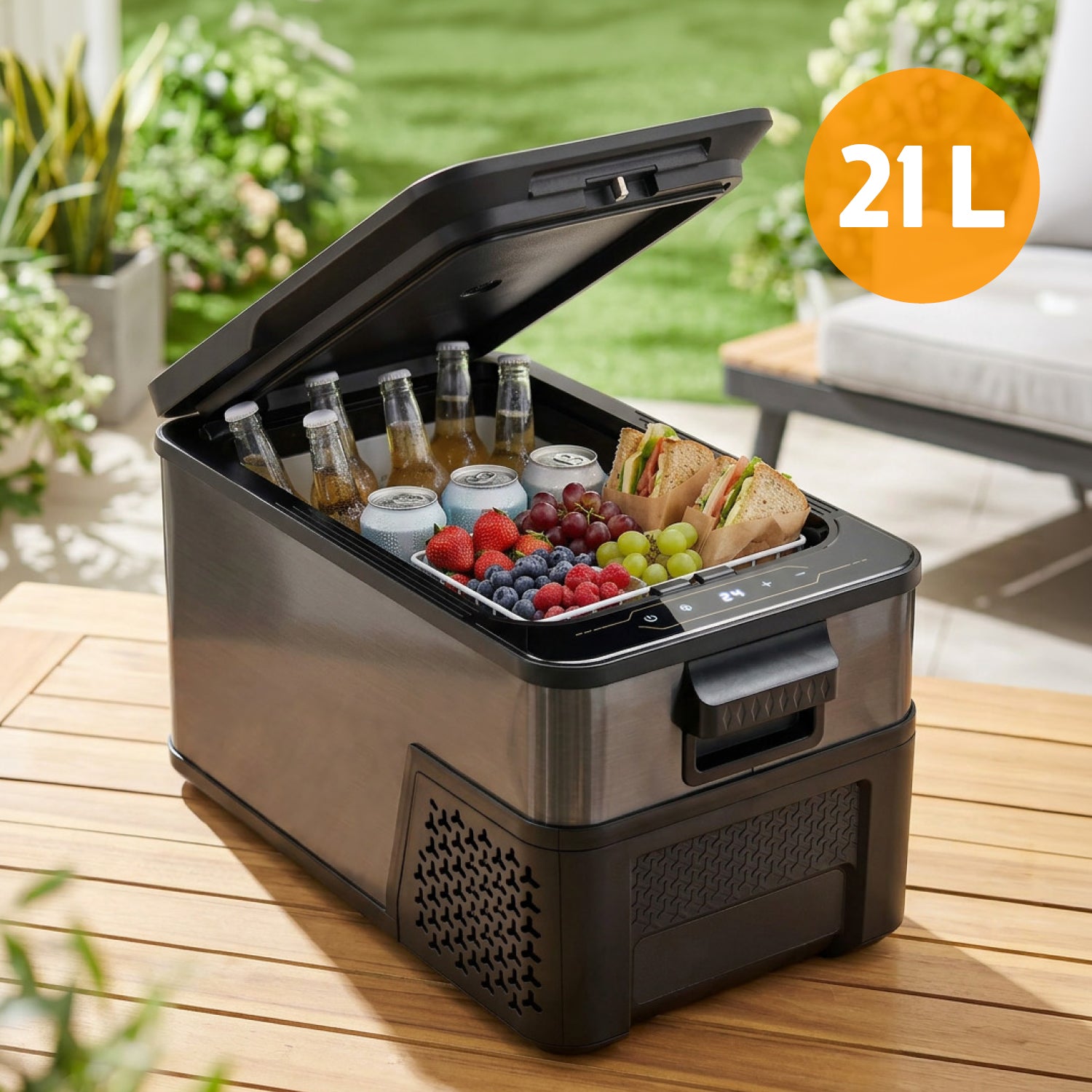 Kompressor-Kühlbox 21L, Dark Steel, Anti-Fingerprint