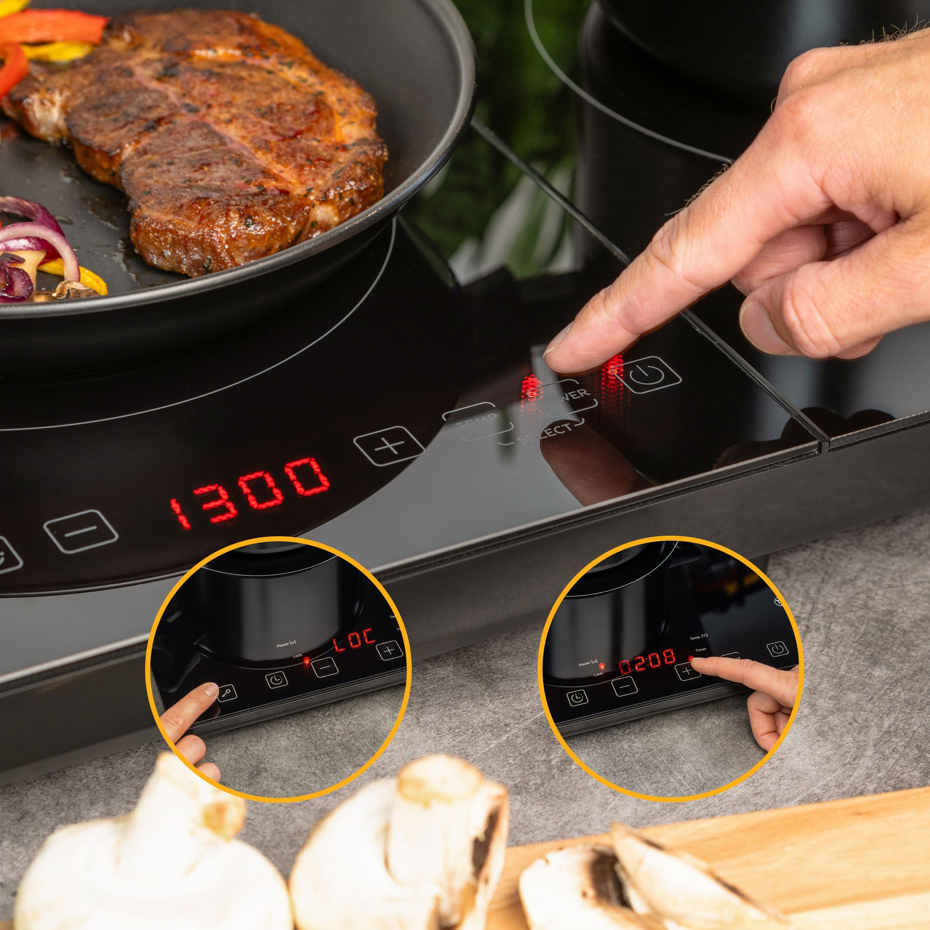 Double Induction Hotplate 3500 W, Touch Control, with Timer