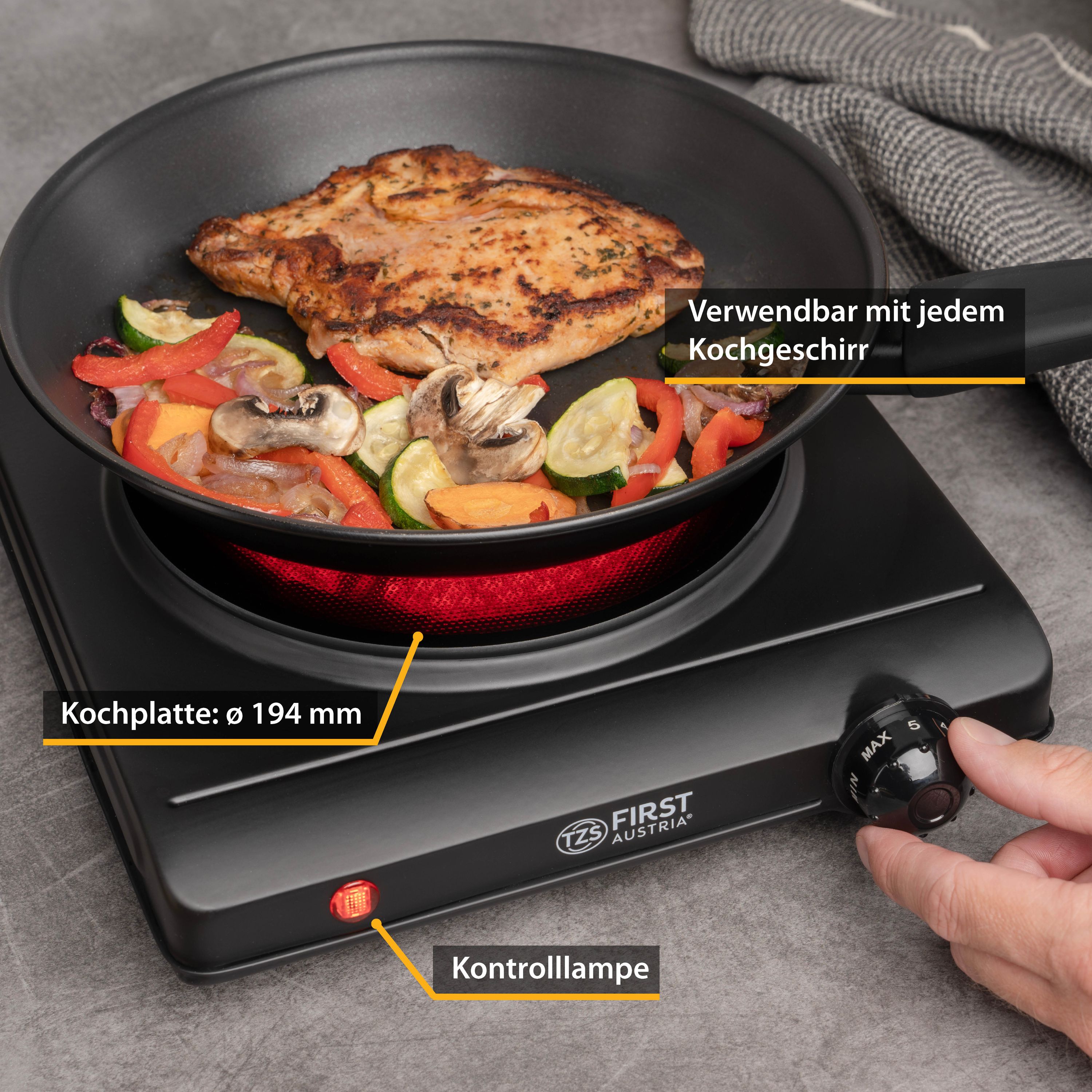 Infrared Hotplate 1250 W, Glass Ceramic, Stepless Temperature
