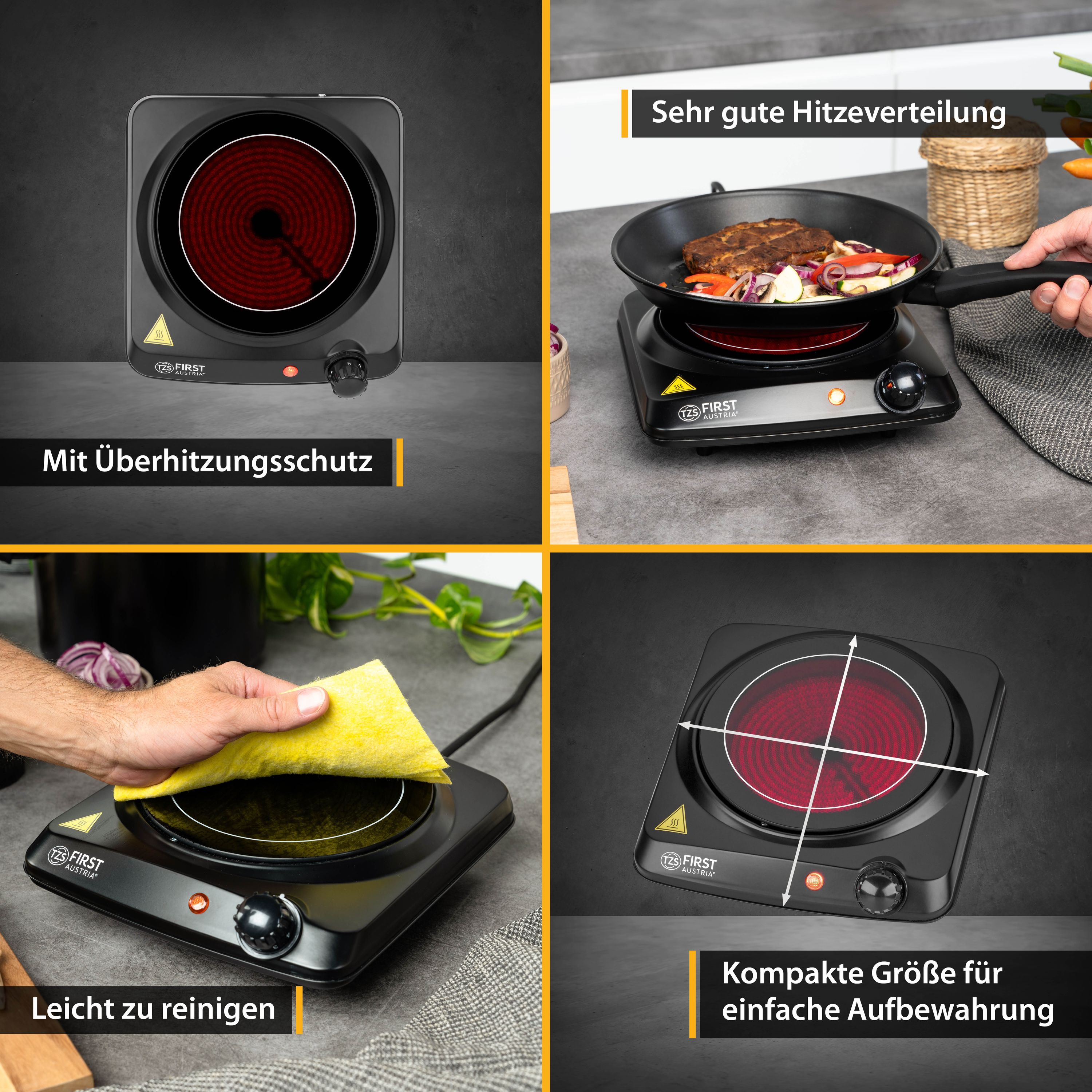 Infrared Hotplate 1200 W, Glass Ceramic, Stepless Thermostat